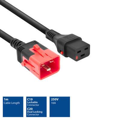 Power cord C19 IEC Lock+ - C20 IEC Lock Dual Locking