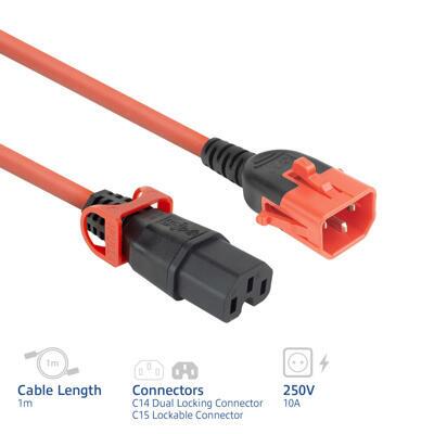 Power cord C13 IEC Lock+ - C15 IEC Lock Dual Locking