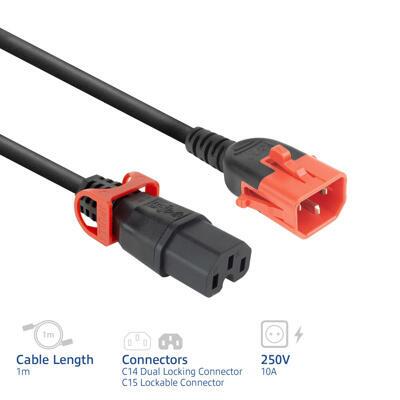 Power cord C13 IEC Lock+ - C15 IEC Lock Dual Locking