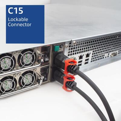 Power cord C13 IEC Lock+ - C15 IEC Lock Dual Locking