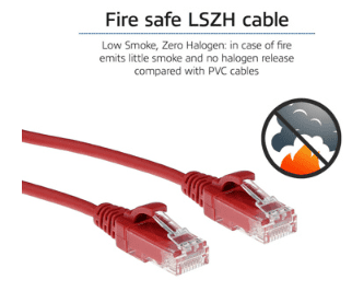 RJ45 patchkabel  CAT6, U/UTP, slimline, red