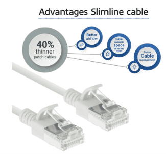 RJ45 patchkabel  CAT6A, U/FTP, slimline, white