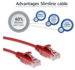RJ45 patchkabel  CAT6, U/UTP, slimline, red