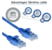 RJ45 patchkabel  CAT6, U/UTP, slimline, blue